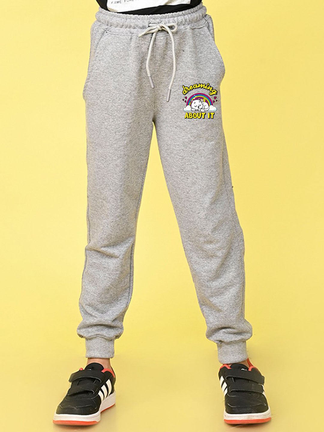 

NUSYL Girls Printed Full Length Regular Fit Joggers, Grey