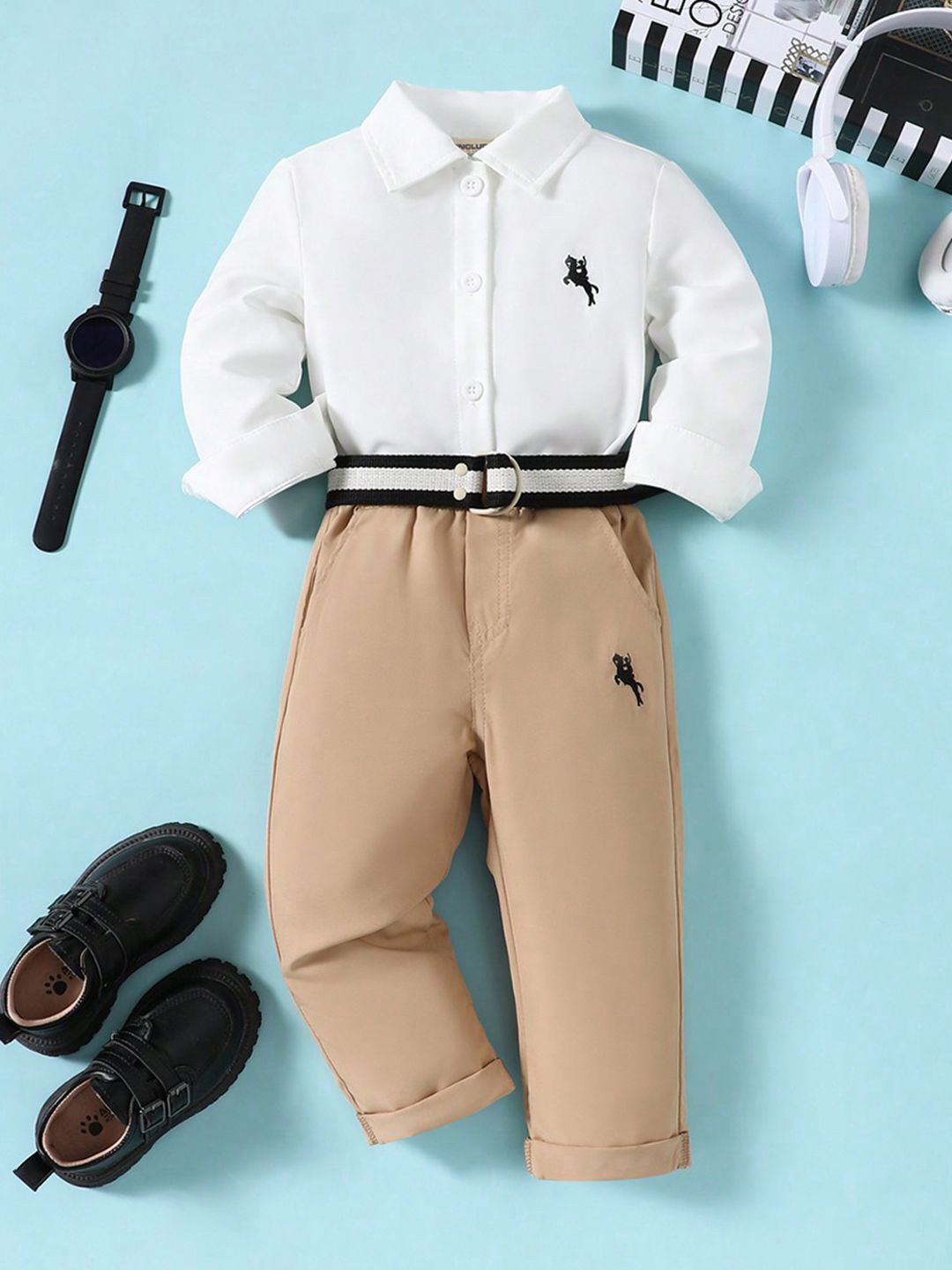 

INCLUD Boys Shirt with Trousers, Beige