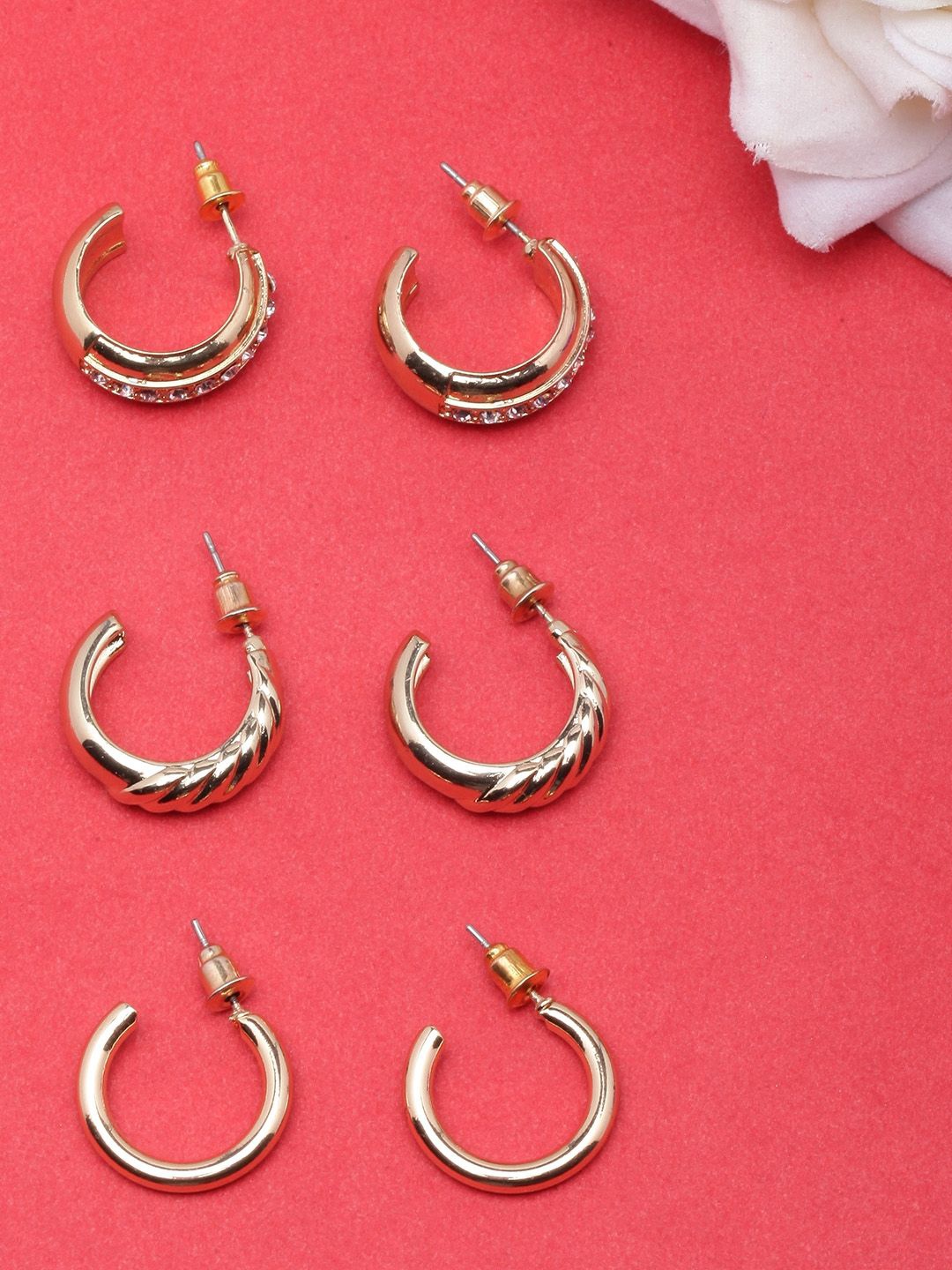 

KPOP Contemporary Half Hoop Earrings, Gold