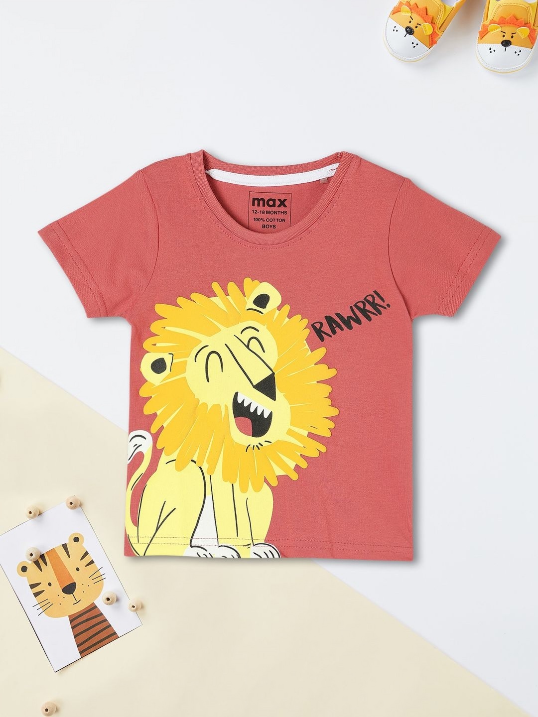

max Boys Graphic Printed Round Neck Cotton T-shirt, Pink