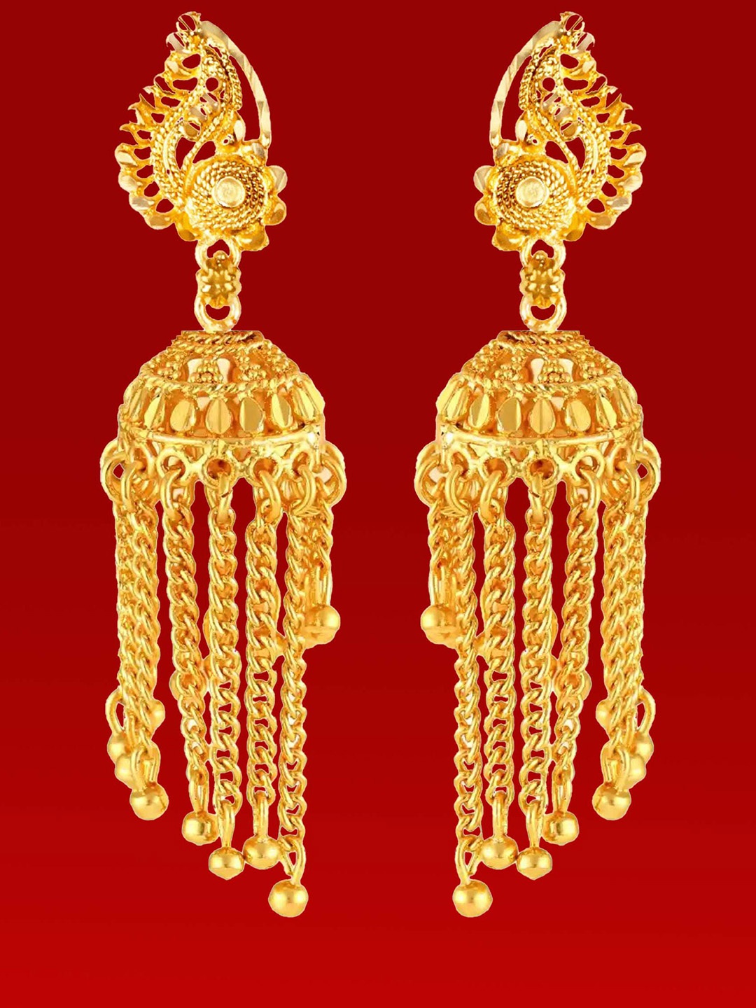 

Lila Contemporary Jhumkas Earrings, Gold