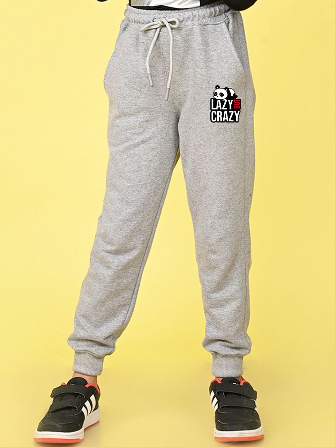 

NUSYL Girls Graphic Printed Cotton Regular Fit Jogger Track Pants, Grey