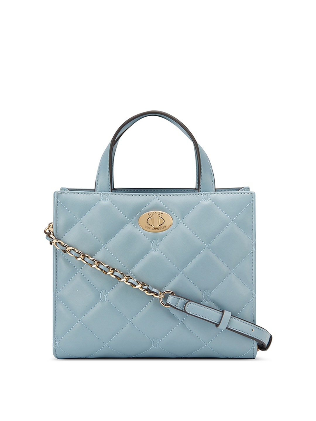 

GUESS Women Textured PU Structured Tote Bag with Quilted, Blue