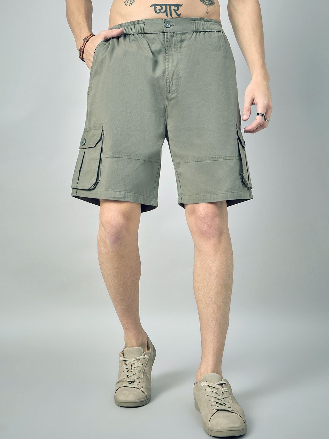 

STUDIO NEXX Men Loose Fit Cargo Shorts, Olive