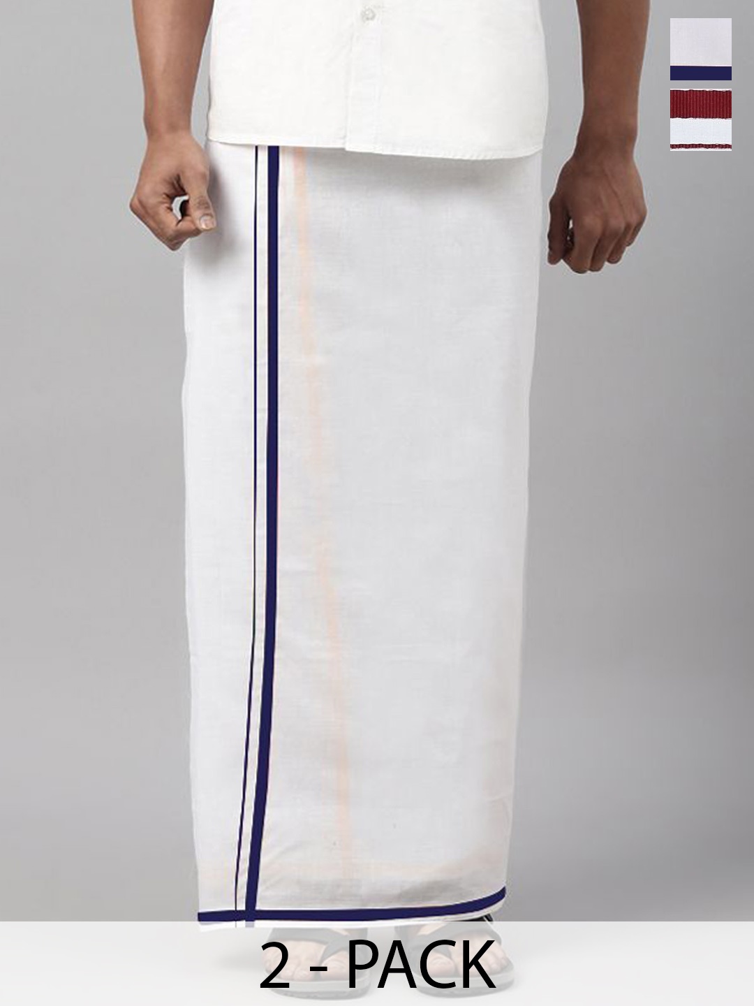 

WHITE HEART Men Pack of 2 Pure Cotton Dhotis