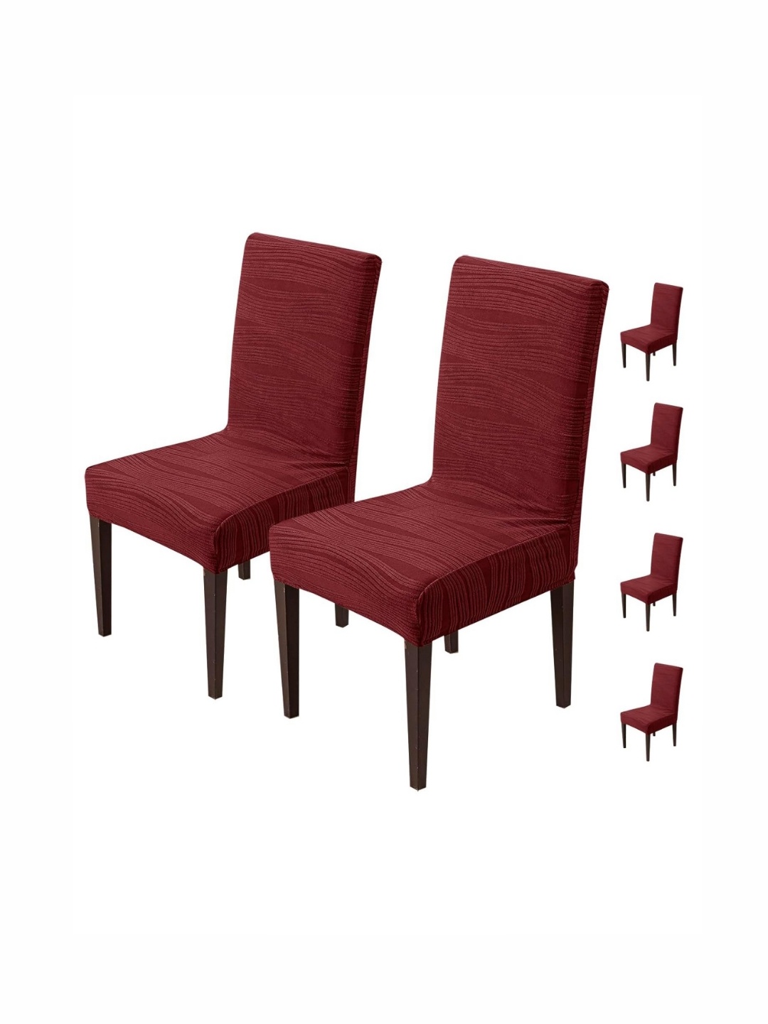 

HOUSE OF QUIRK 6 Pieces Maroon Textured Jacquard Chair Covers