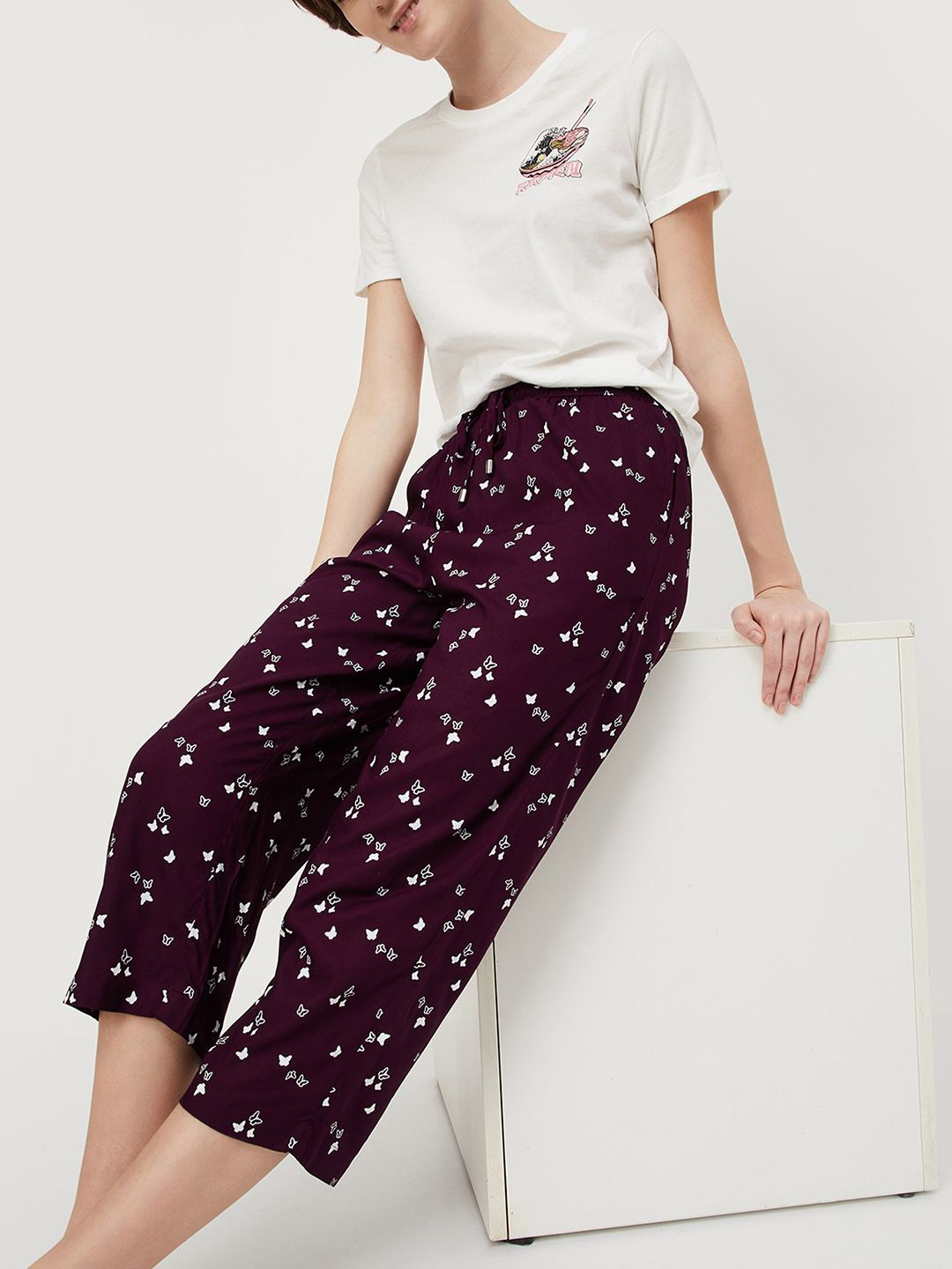 

max Women Printed Capris, Purple