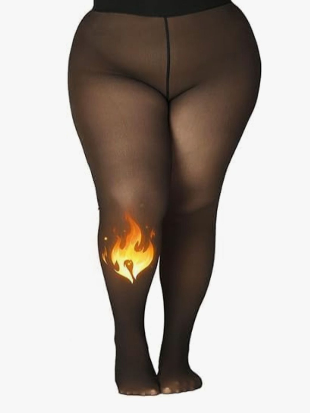 

Curves By ZeroKaata Women Plus Size Dual-Toned High Waist Fleece Winter Fur Stockings, Black