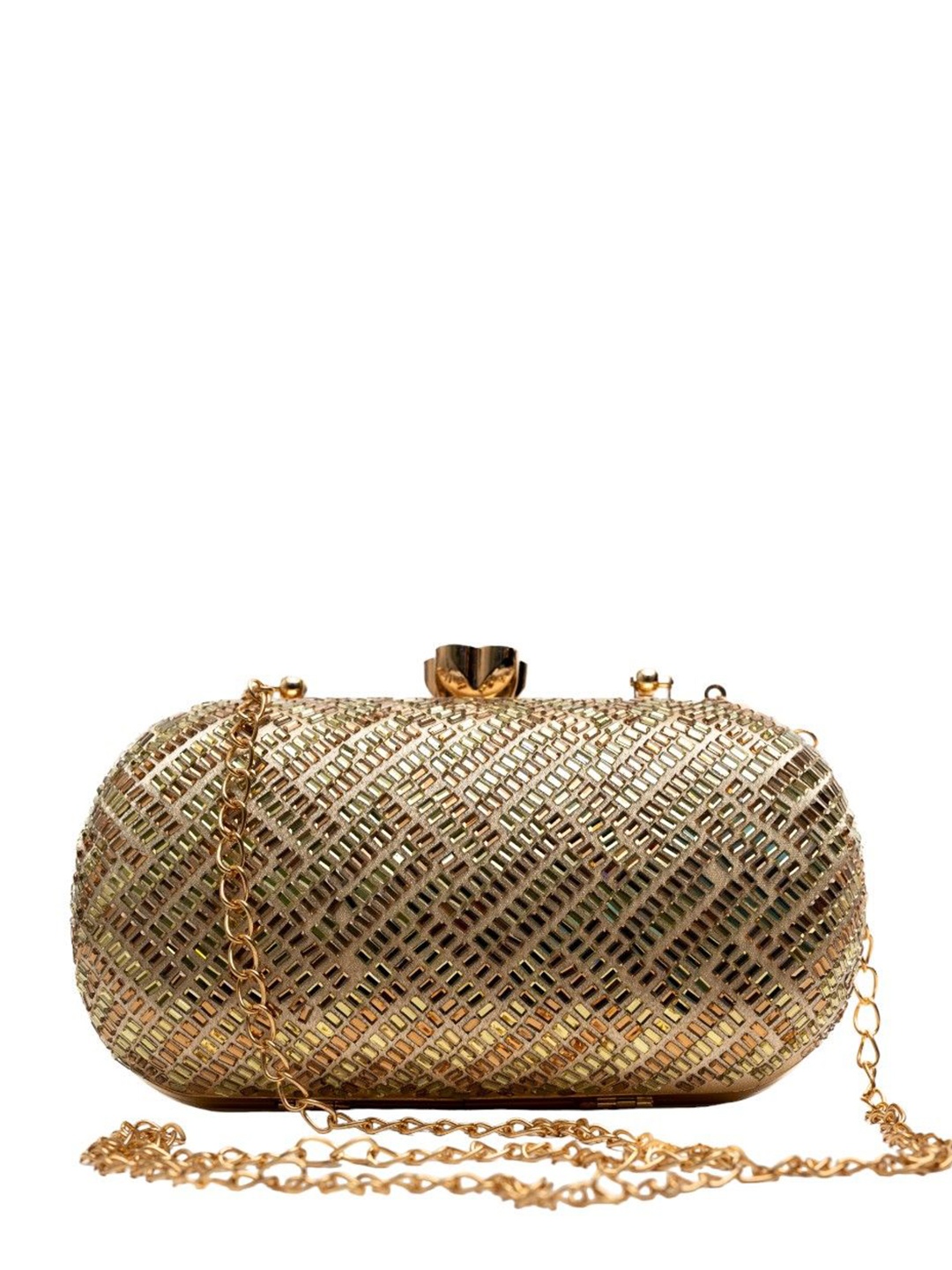 

Vdesi Embellished Box Clutch, Gold
