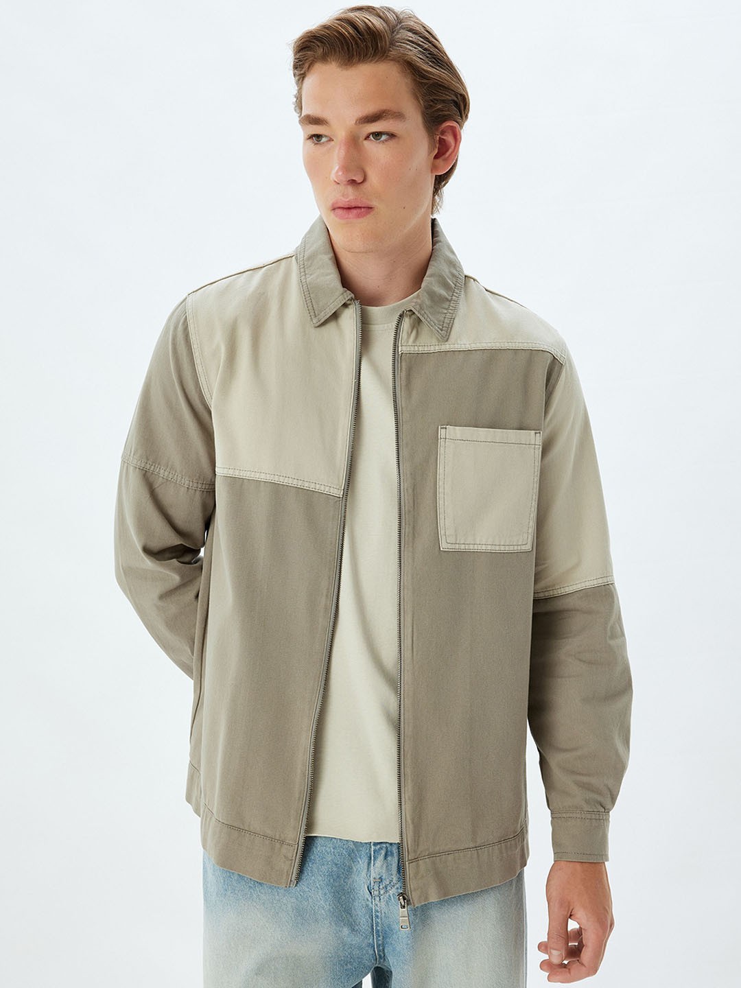 

Koton Men Colourblocked Tailored Jacket, Grey