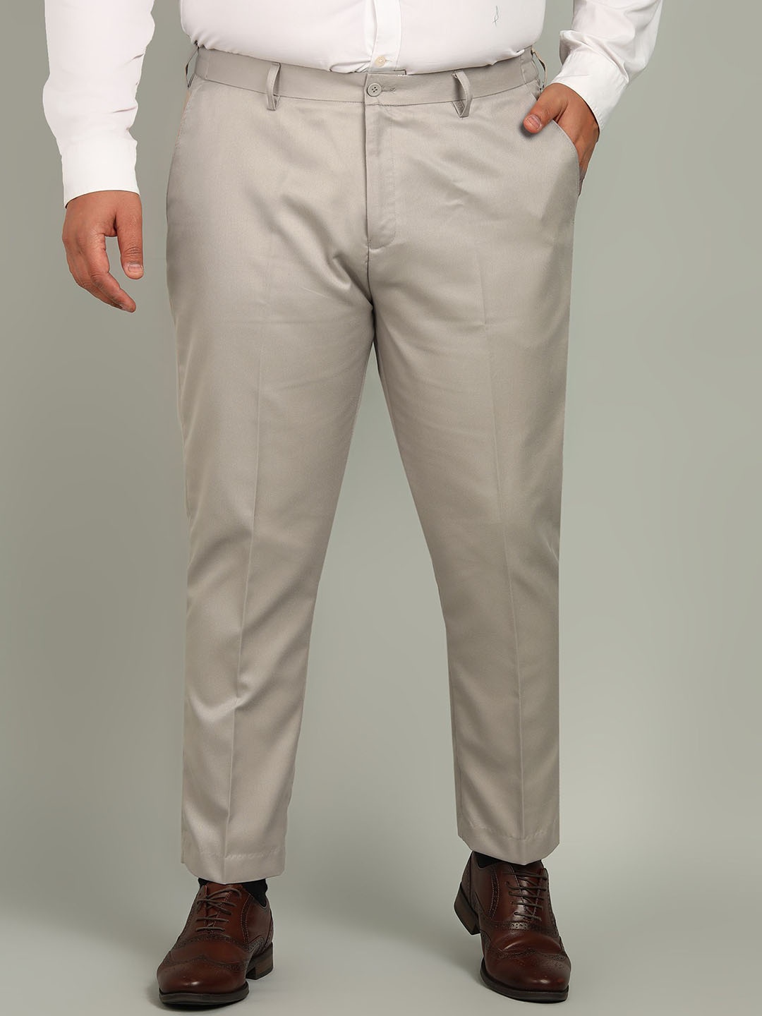 

VEI SASTRE Men Plus Size Formal Trouser, Beige