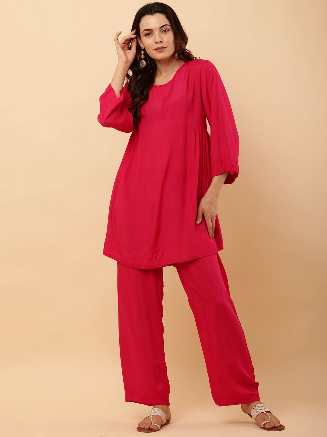 

ROZANAJAIPUR Top With Trouser Co-Ords, Pink