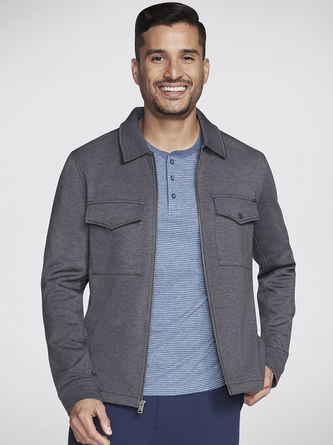 

Skechers Skechcloud Men Spread Collar Thermal Shacket, Charcoal