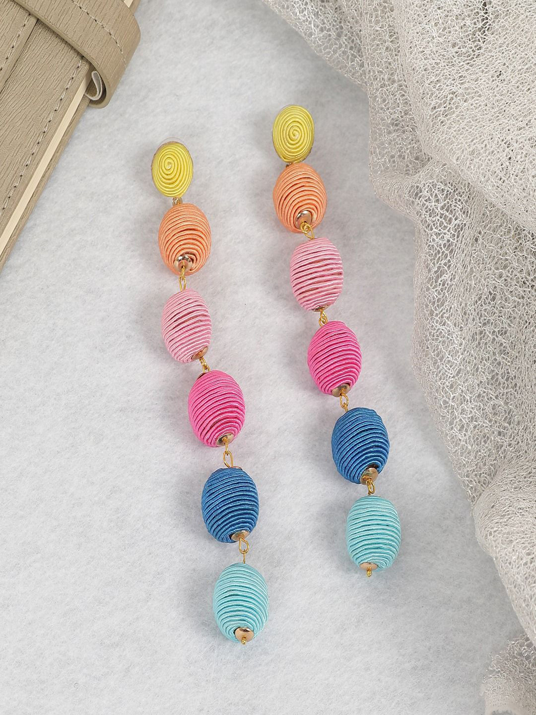 

UNIVERSITY TRENDZ Gold-Plated Rainbow Ball Drop Earrings, Pink