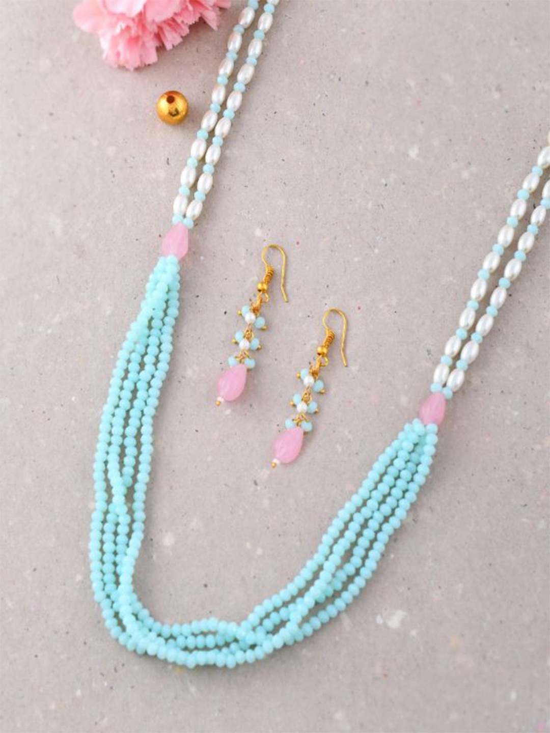 

DASTOOR Brass Plated Beaded Jewellery Set, Gold