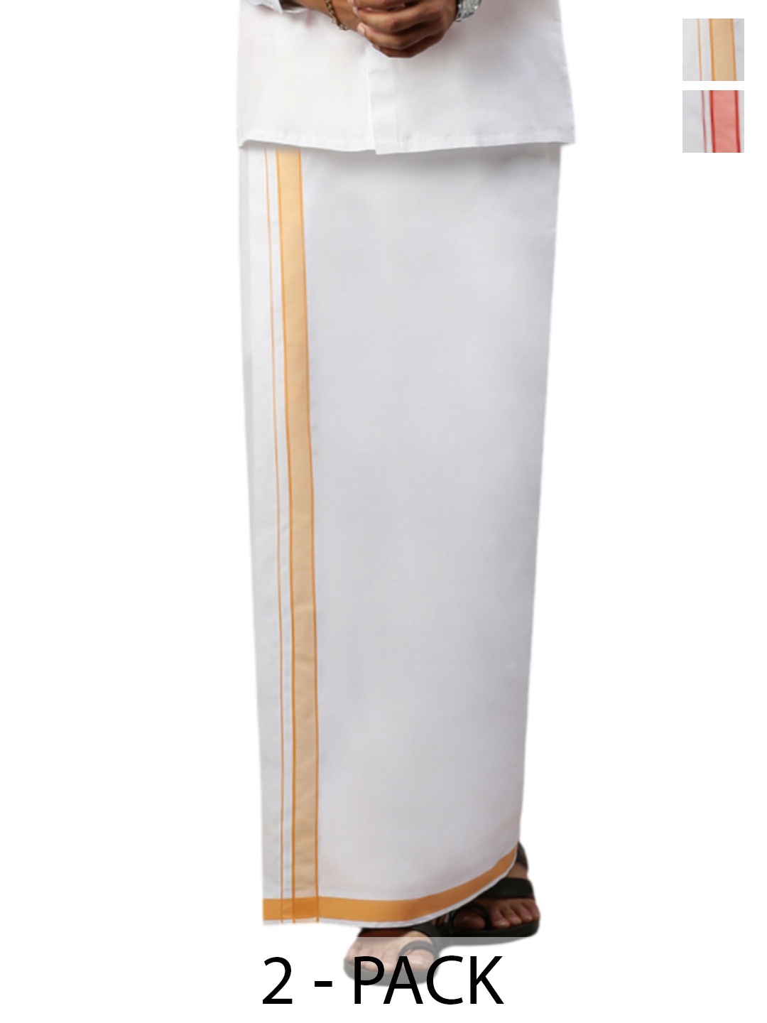 

Ramraj Pack of 2 Cotton Men Solid Border Dhoti, White