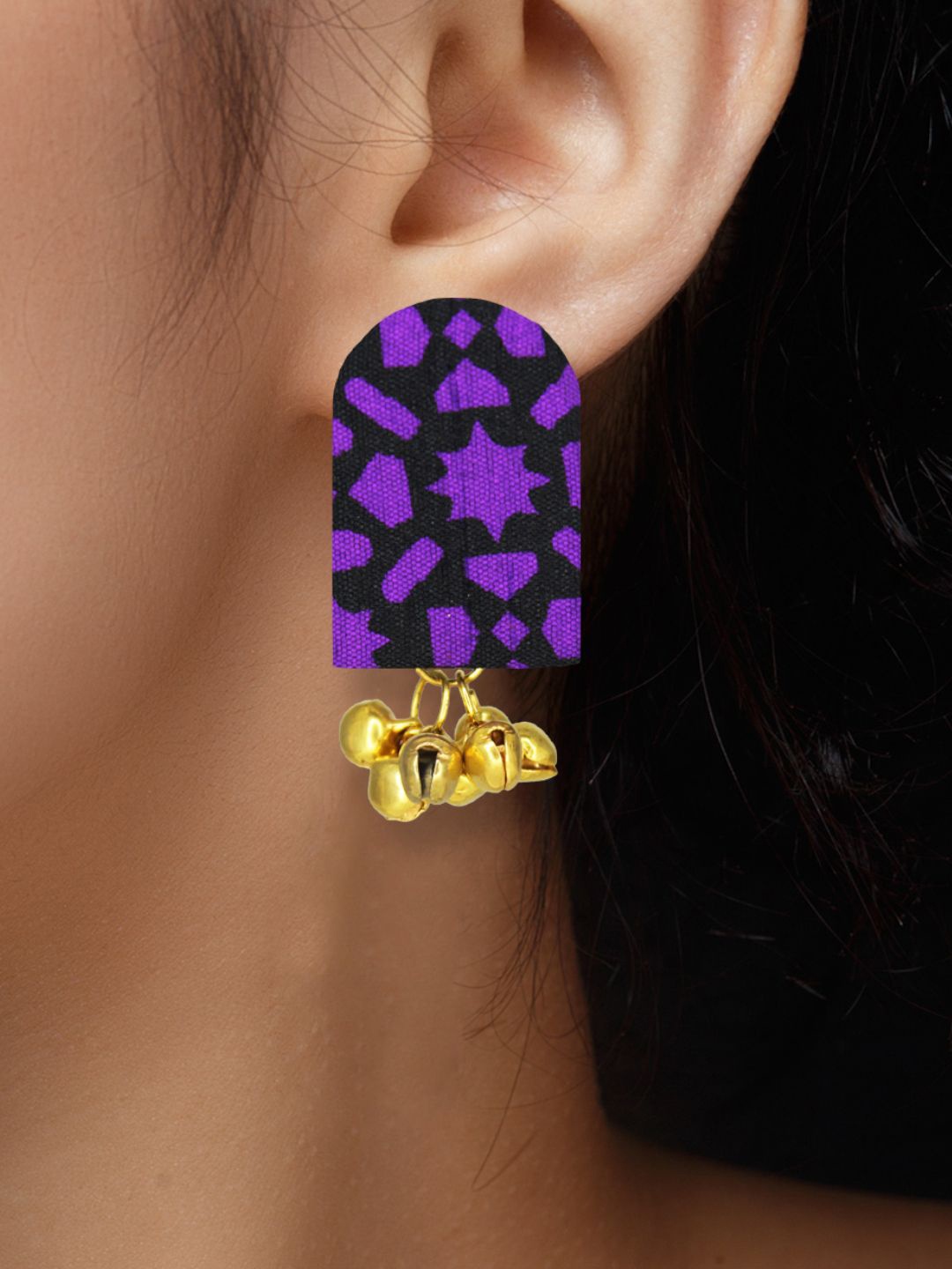

Sangria Gold-Plated Ghungru Fabric Drop Earrings