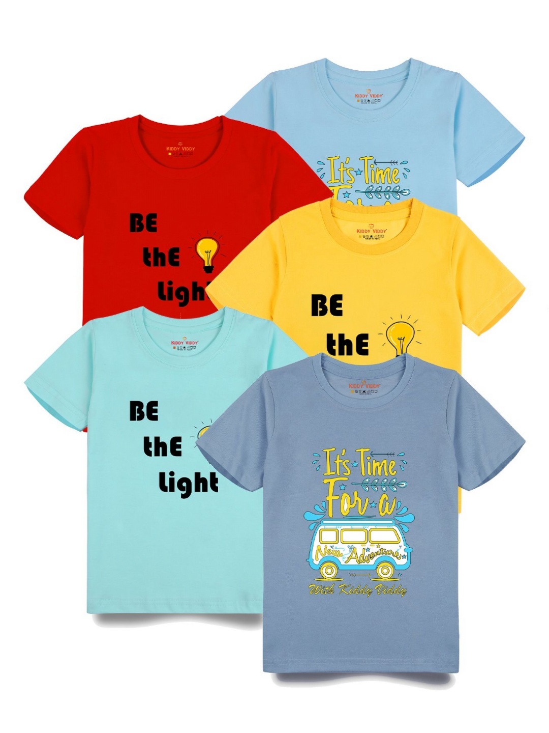 

AUSK Boys Pack Of 5 Graphic Printed Round Neck Cotton T-shirts, Red