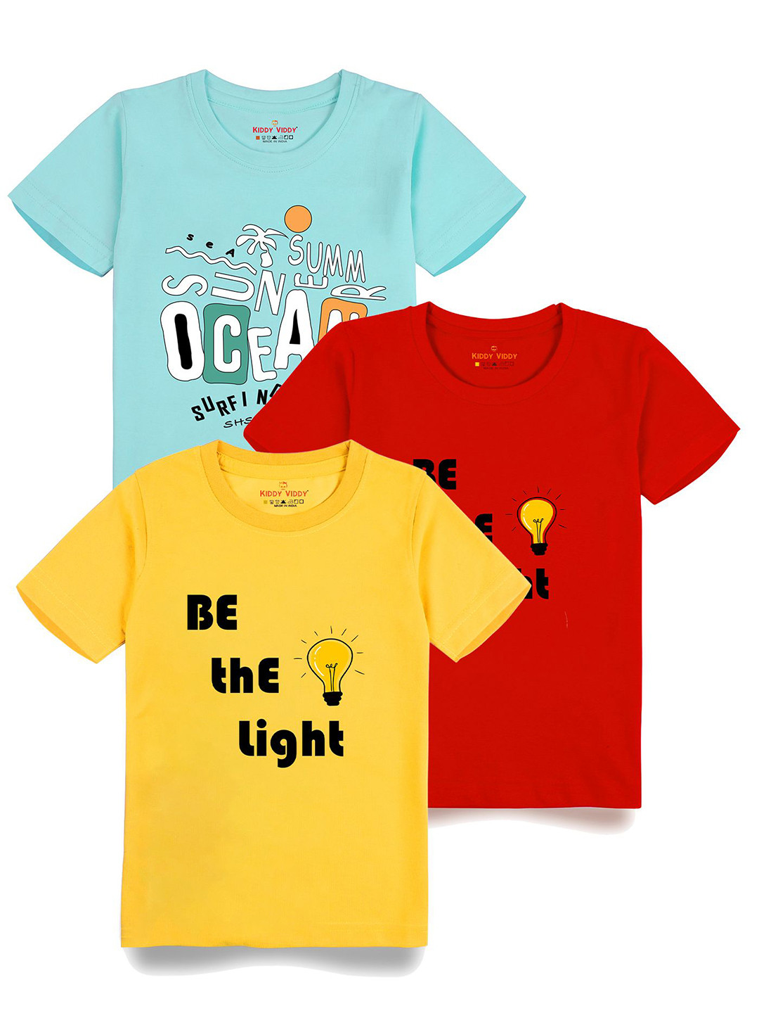 

AUSK Boys Pack Of 3 Graphic Printed Round Neck Cotton T-shirts, Red