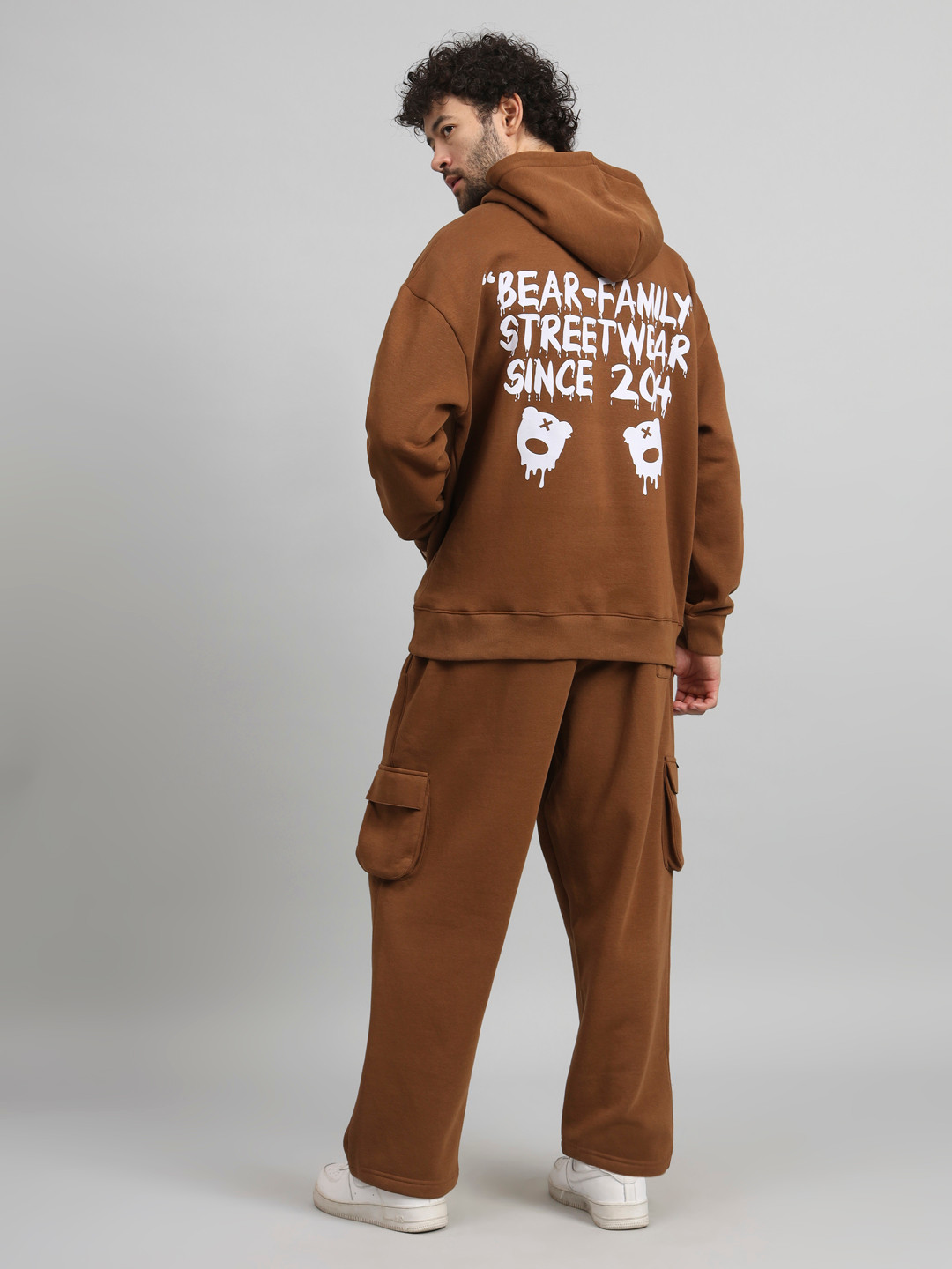 

GRIFFEL Men Printed Hooded Tracksuits, Brown