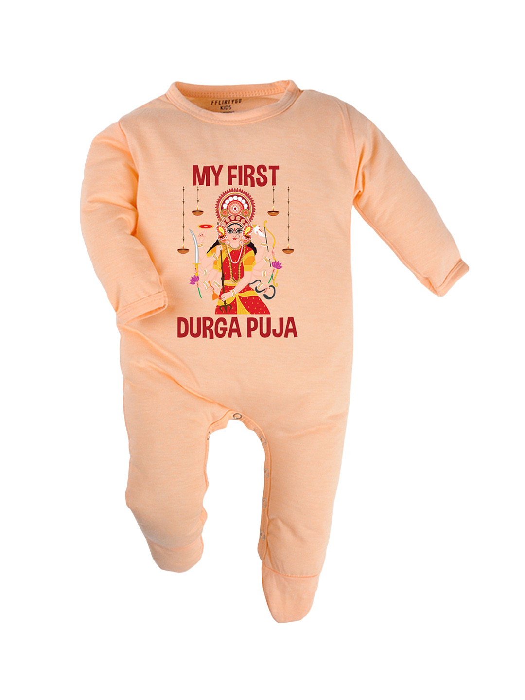 

FFLIRTYGO Infants Printed Cotton Sleepsuits, Peach
