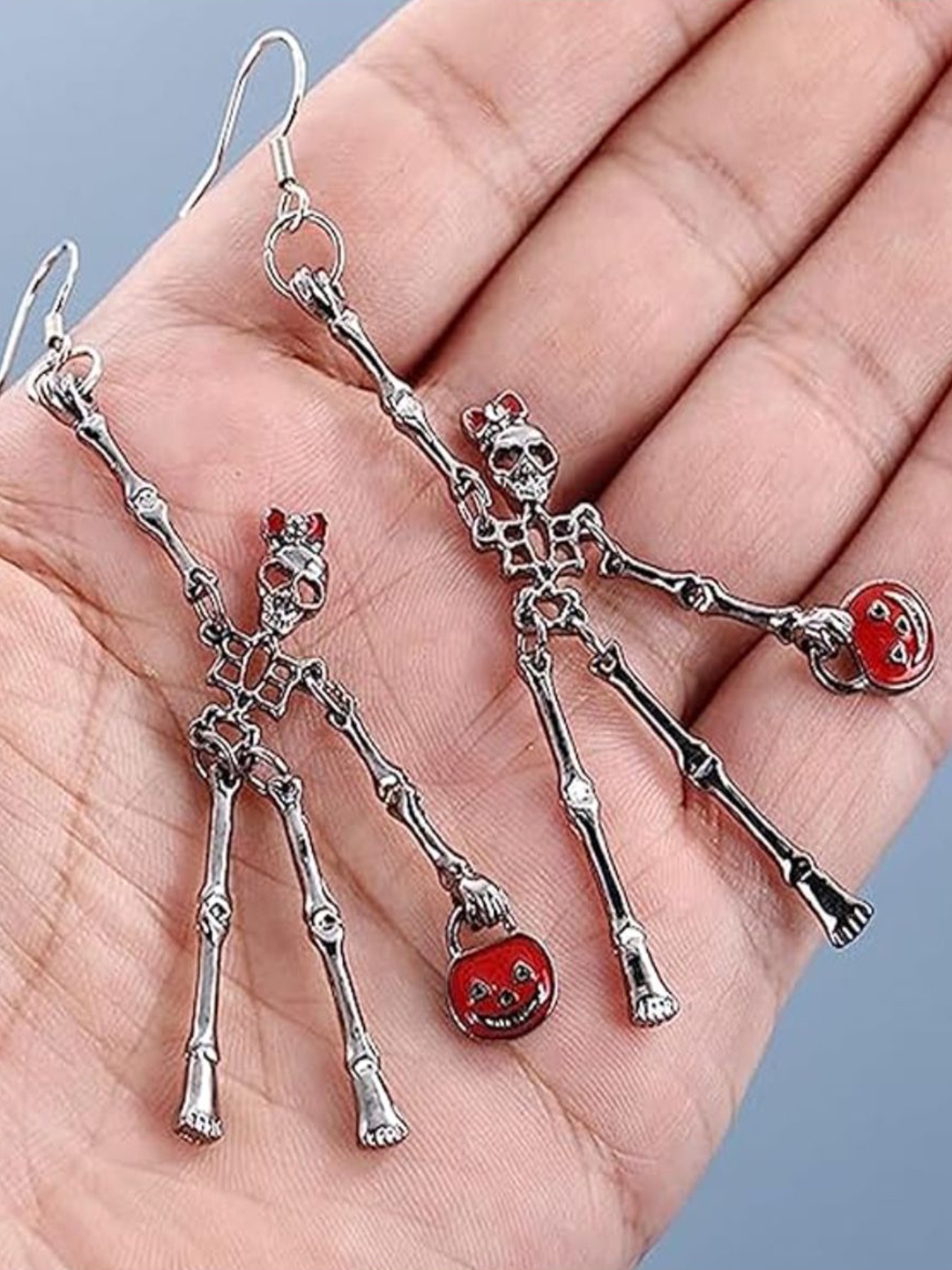 

SALTY Pumpkin & Bones Drop Earrings, Silver