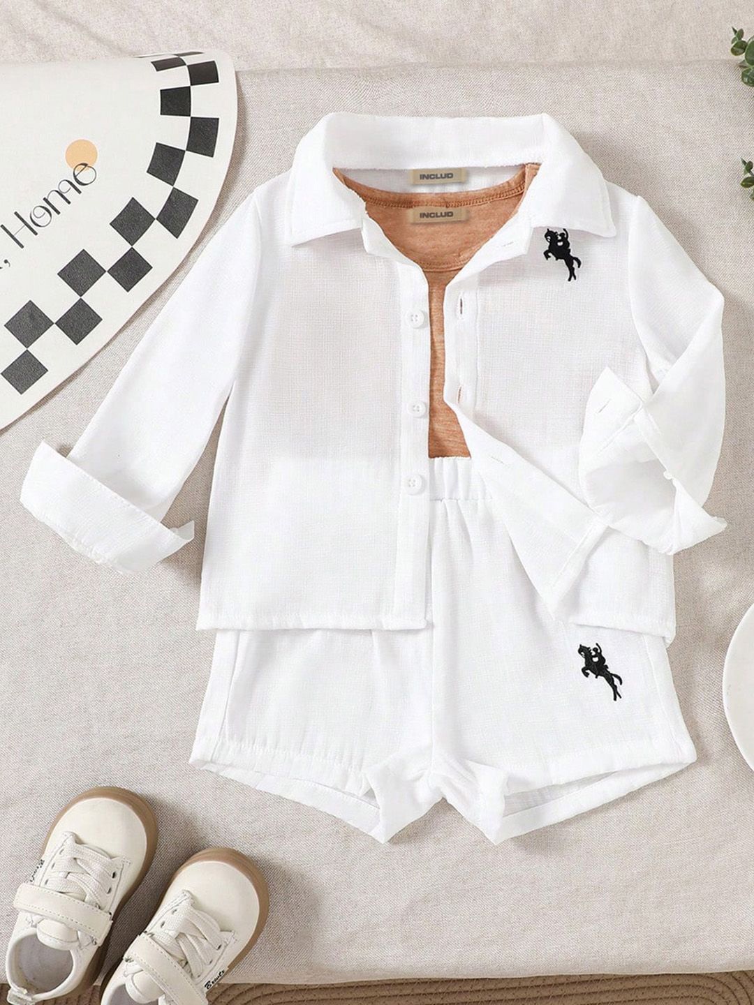 

INCLUD Boys Shirt with Shorts Clothing Set, White