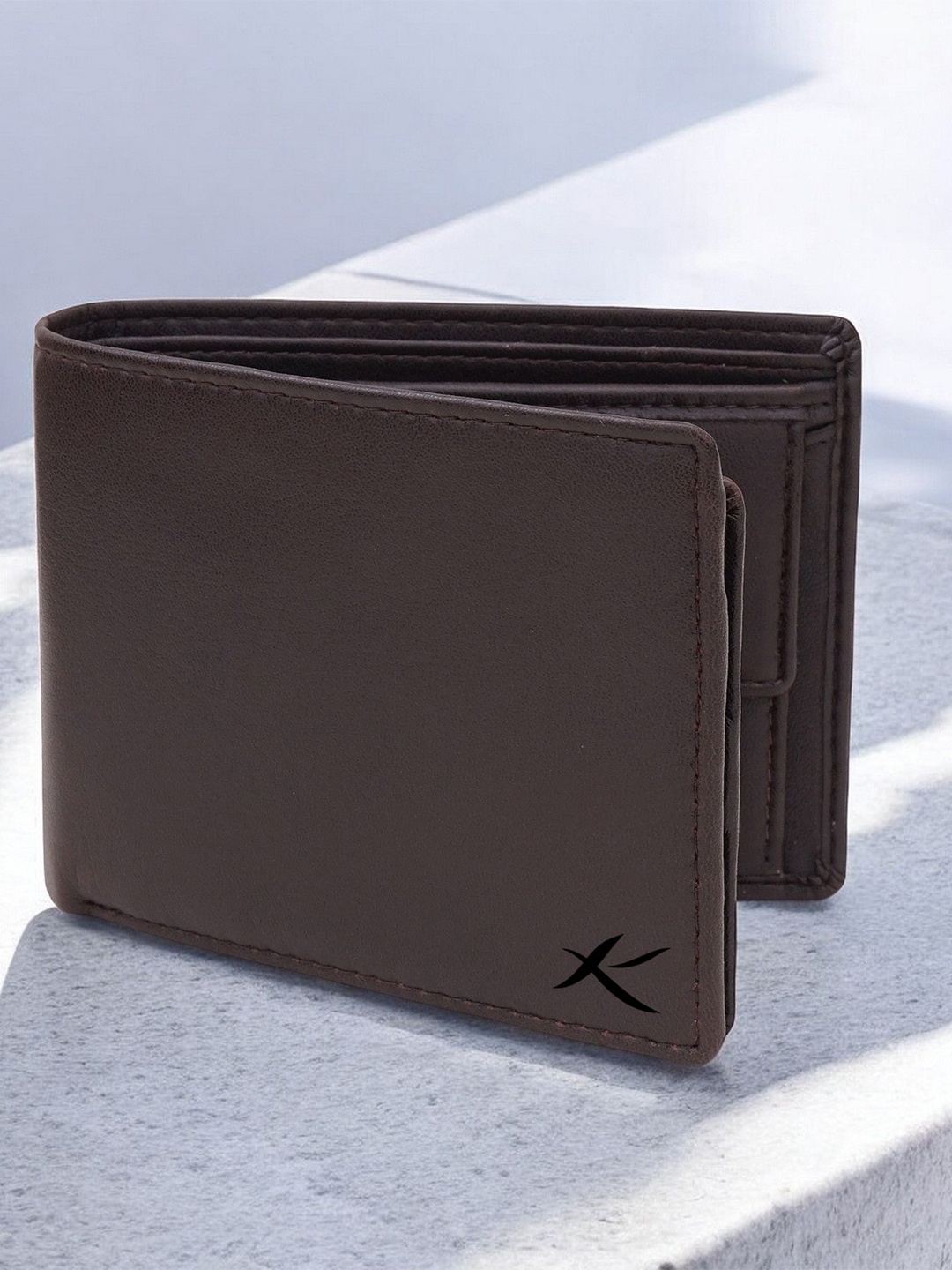 

Kastner Men Textured Cut Work Leather Two Fold Wallet, Brown