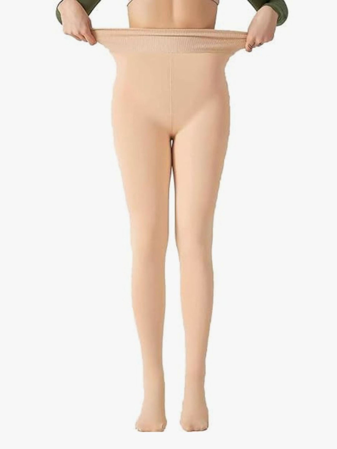 

Curves By ZeroKaata Women Plus Size High Waist Fleece Winter Fur Stockings, Nude