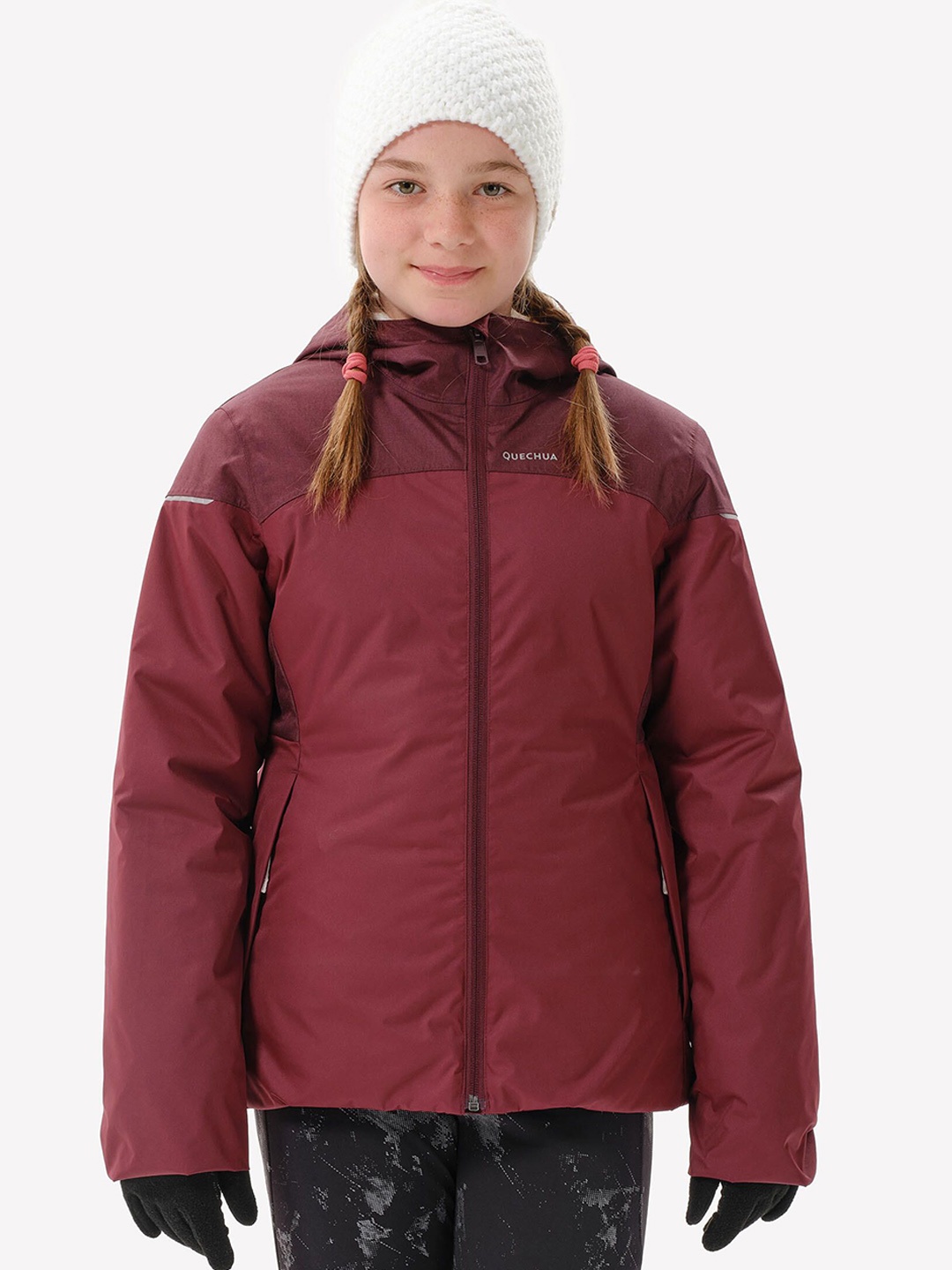 

Quechua By Decathlon Girls Hooded Hiking Jacket, Maroon