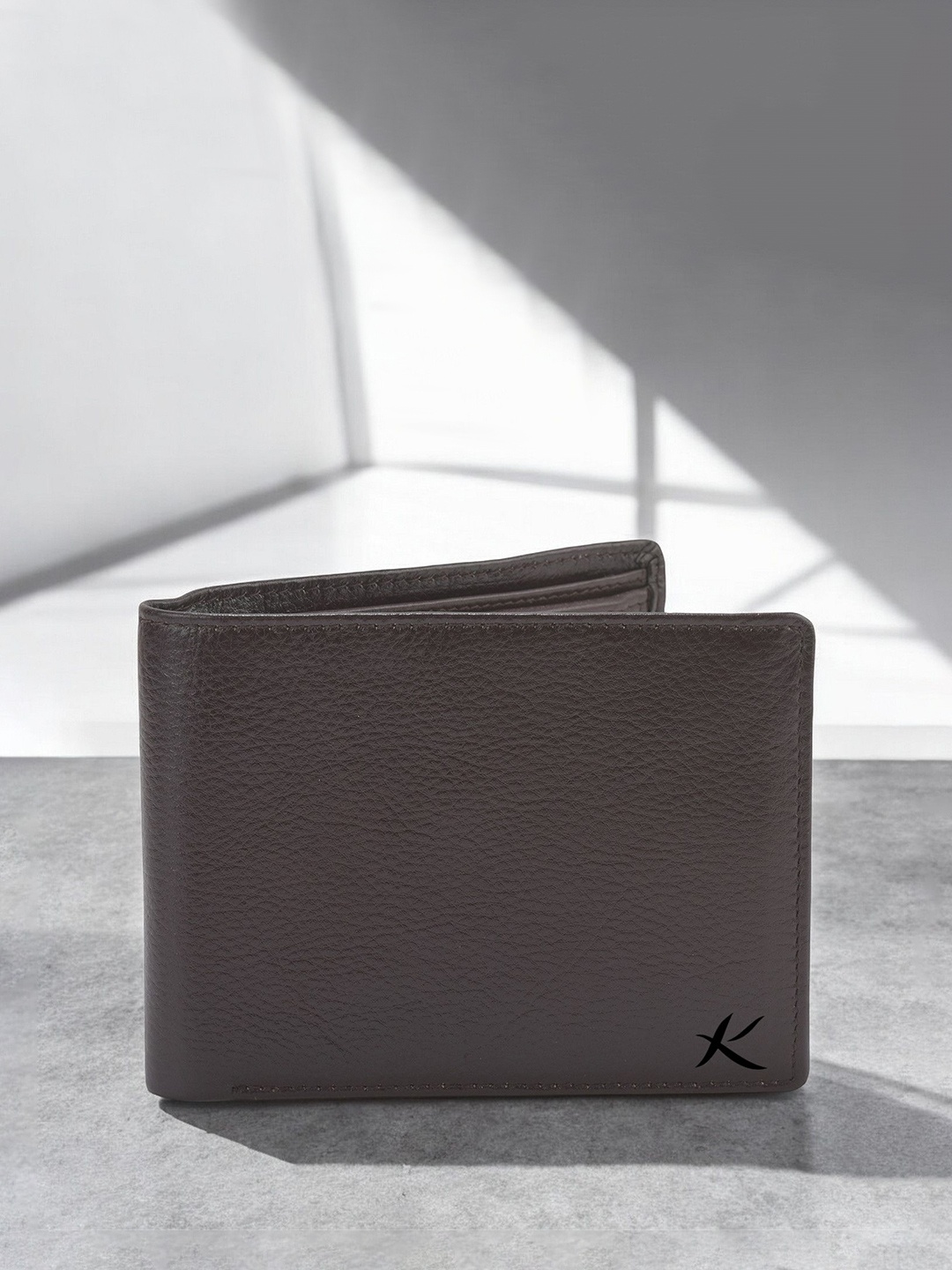 

Kastner Men Textured Cut Work Leather Two Fold Wallet, Brown