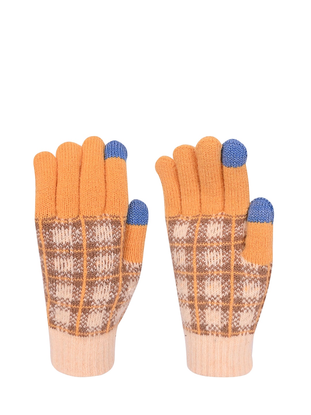 

LOOM LEGACY Women Checked Acrylic Touchscreen Gloves, Yellow