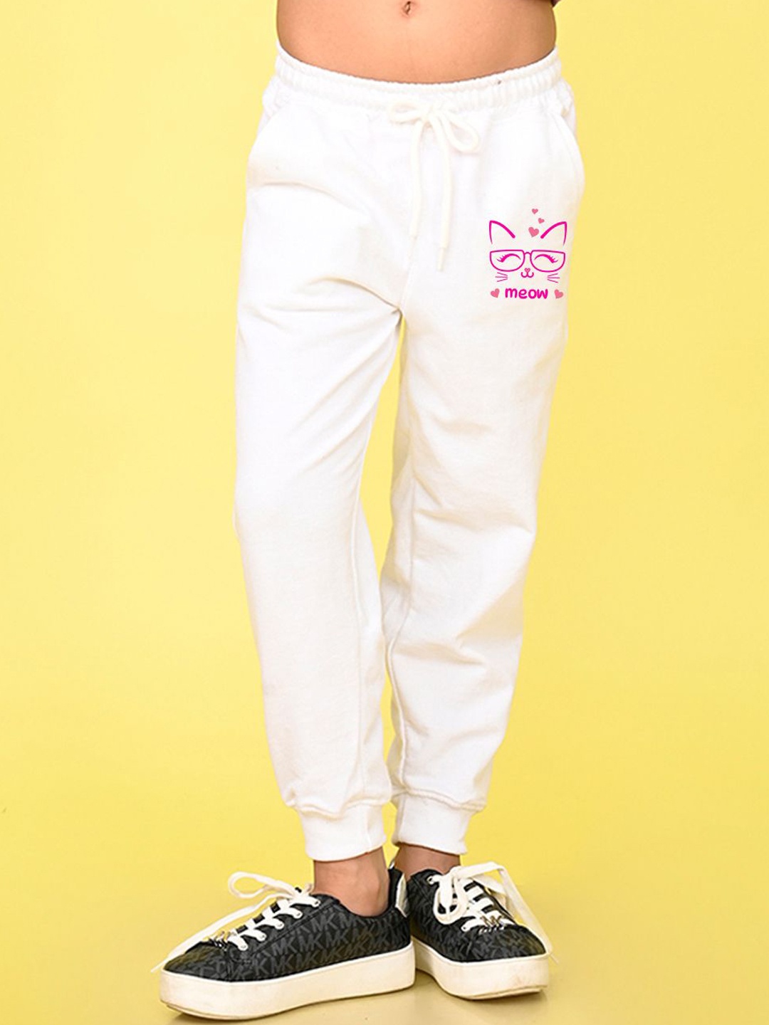 

NUSYL Girls Printed Full Length Regular Fit Track Pants Jogger, White