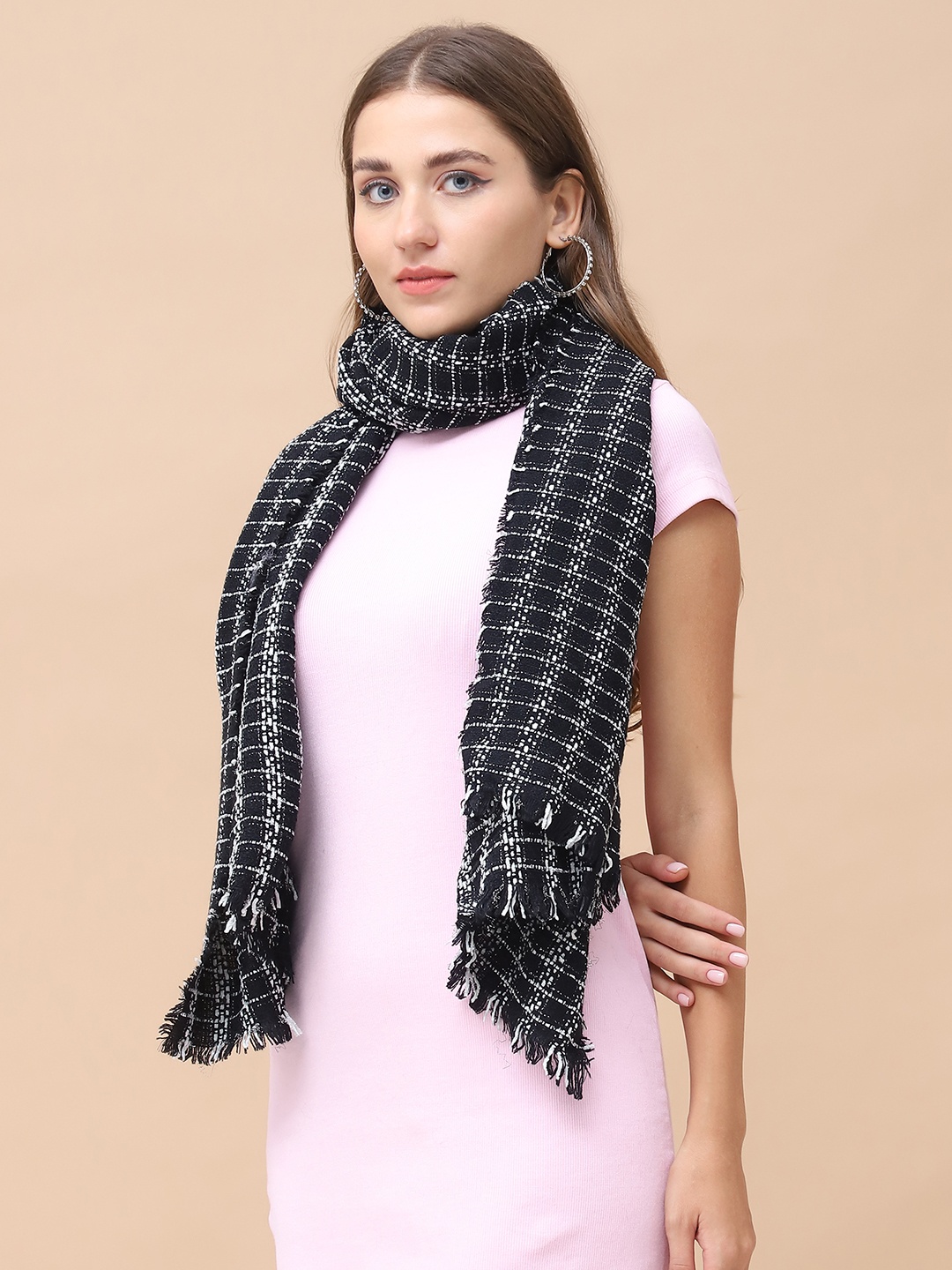 

ELLIS Women Self Design Mufflers, Black