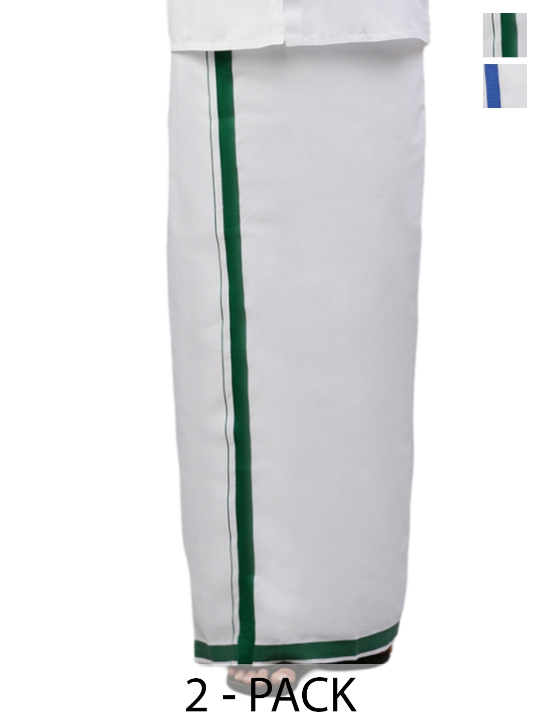 

Ramraj Pack of 2 Men Solid Border Dhoti, White