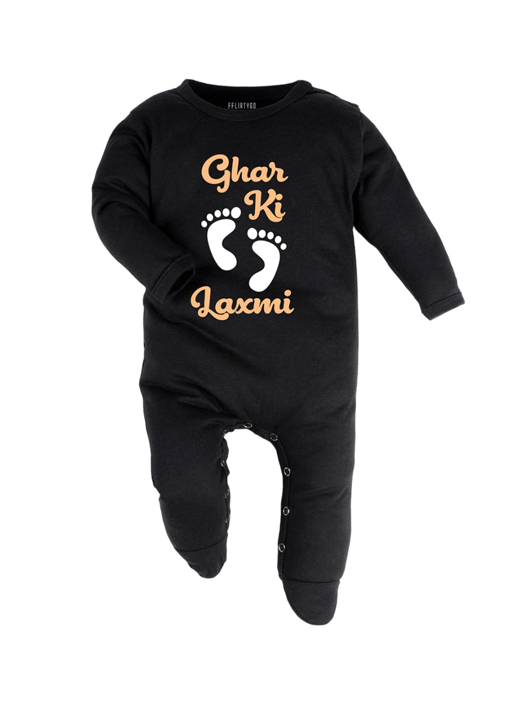 

FFLIRTYGO Infants Printed Cotton Sleepsuit, Black