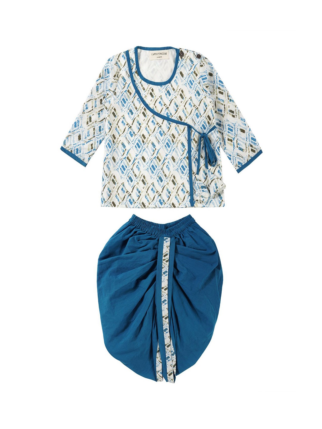 

BAESD Boys Floral Printed Regular Pure Cotton Kurta with Dhoti Pants, Blue