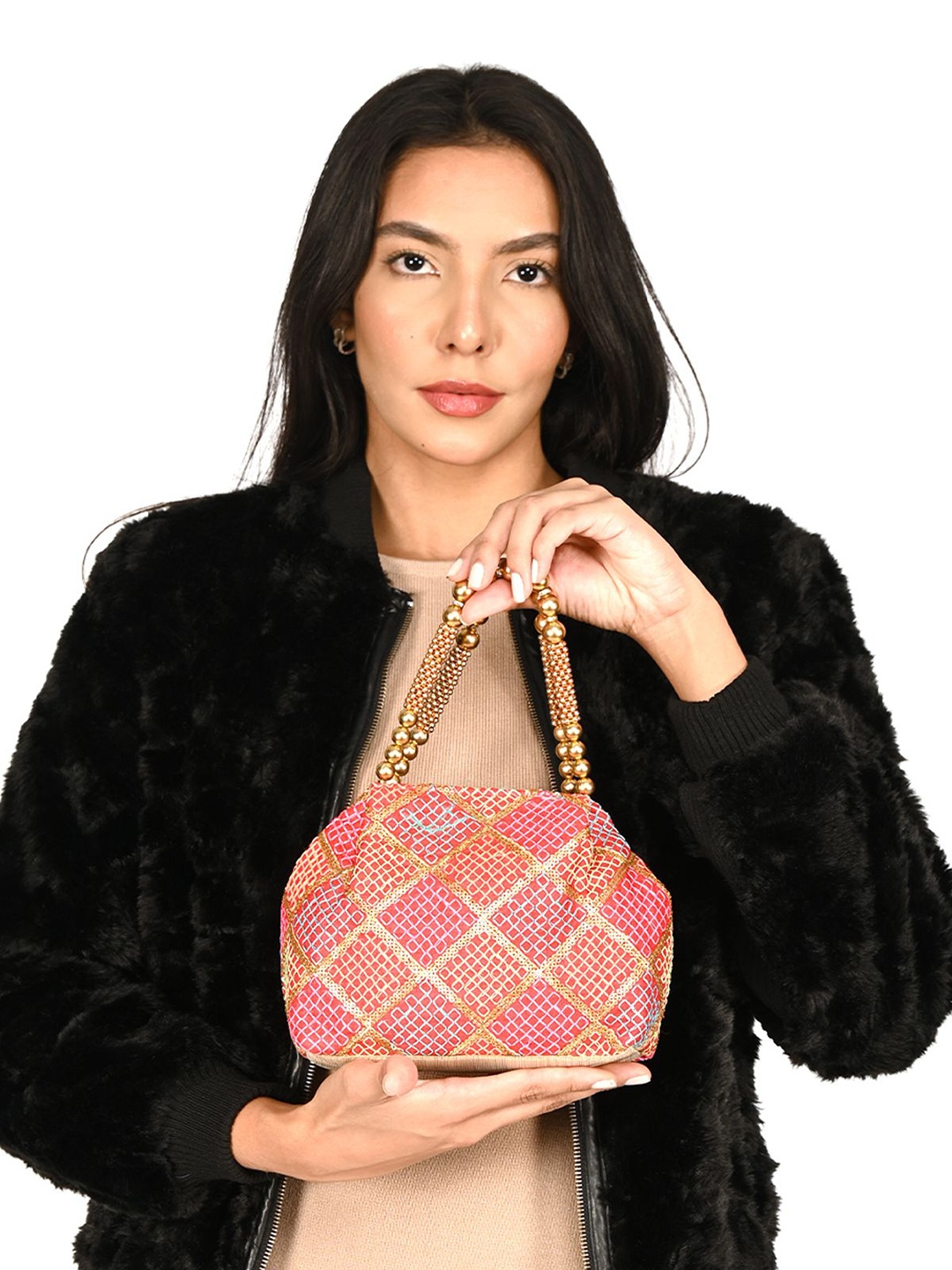 

ODETTE Embellished Purse Clutch, Pink