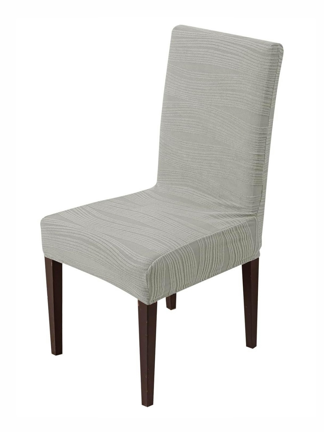 

HOUSE OF QUIRK Grey Textured Removable & Washable Short Dining Chair Cover