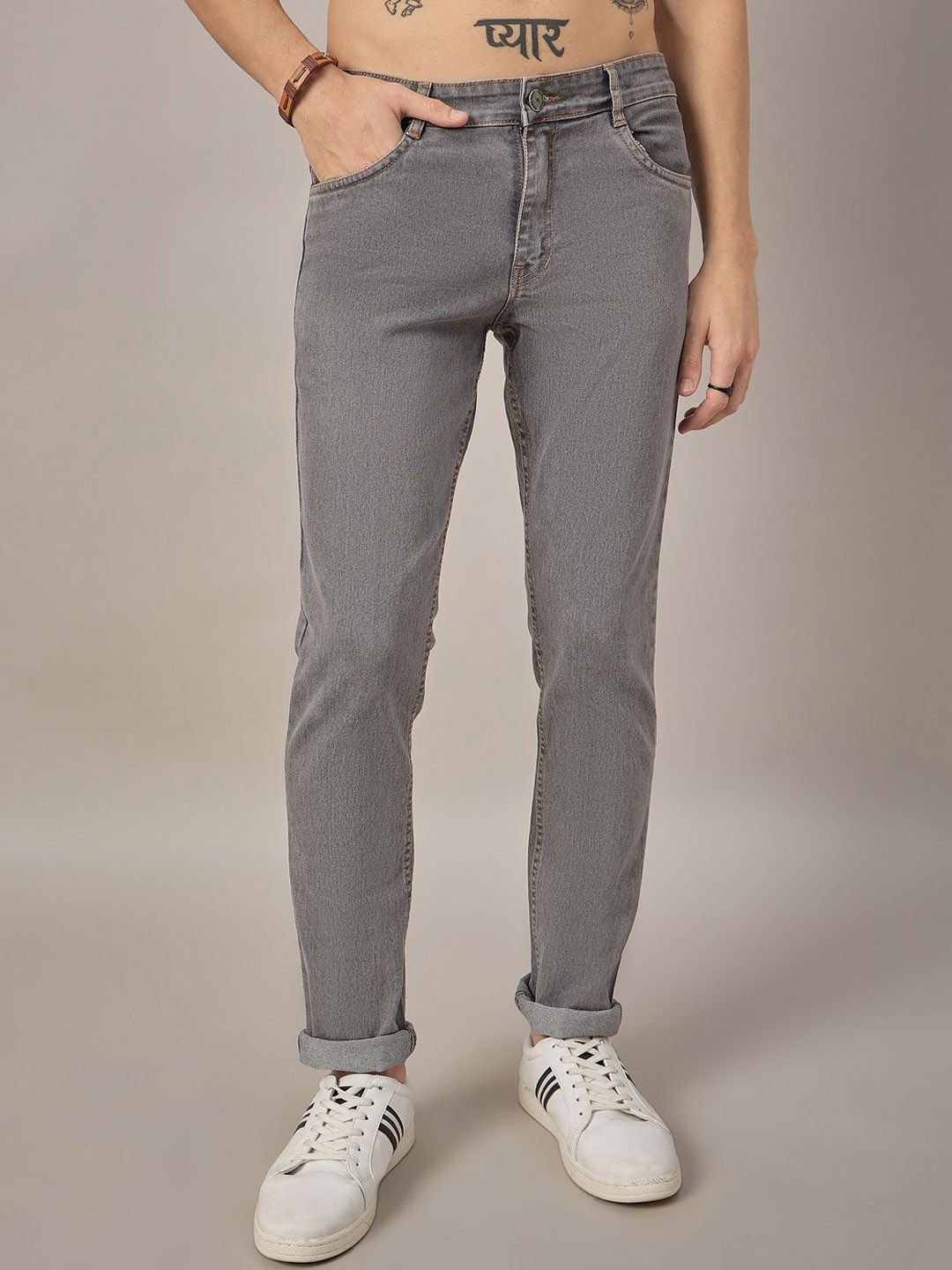

STUDIO NEXX Men Mid-Rise Regular Fit Stretchable Jeans, Grey