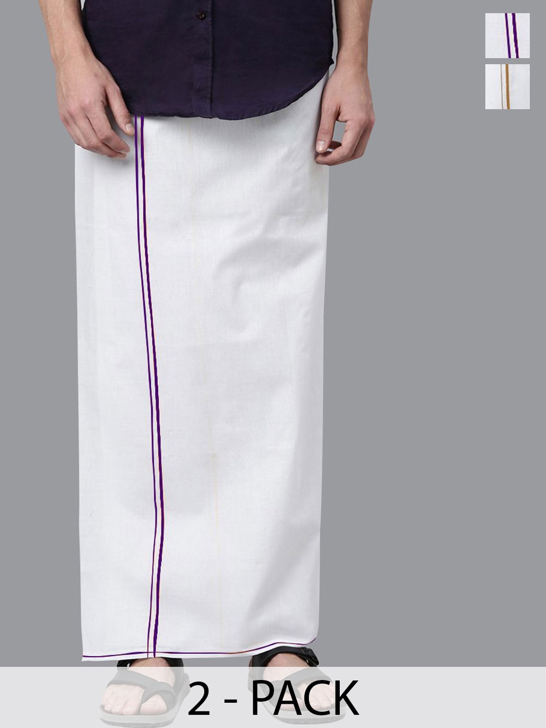 

WHITE HEART Men Pack of 2 Pure Cotton Dhotis