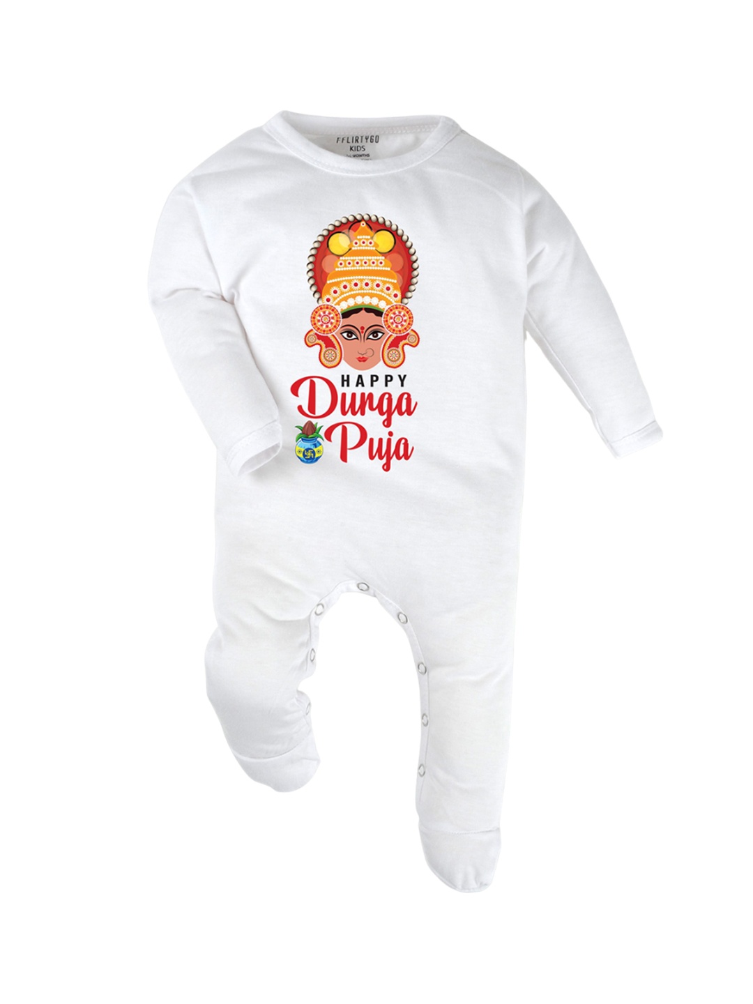 

FFLIRTYGO Infants Printed Cotton Sleepsuit, White