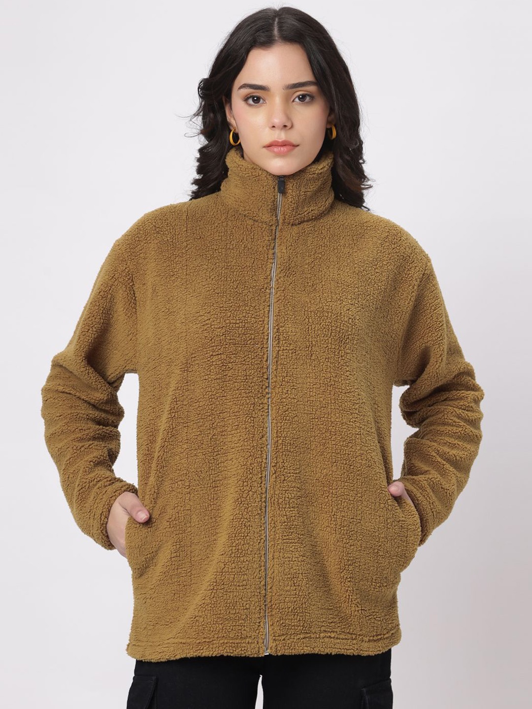 

Be Savage Women Fleece Windcheater Outdoor Bomber Jacket, Brown