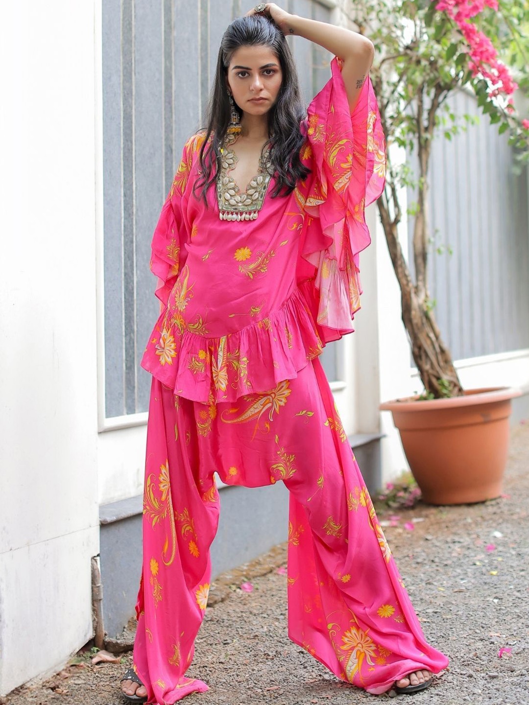 

Foram patel Pink Printed Embroidered Co-ordset