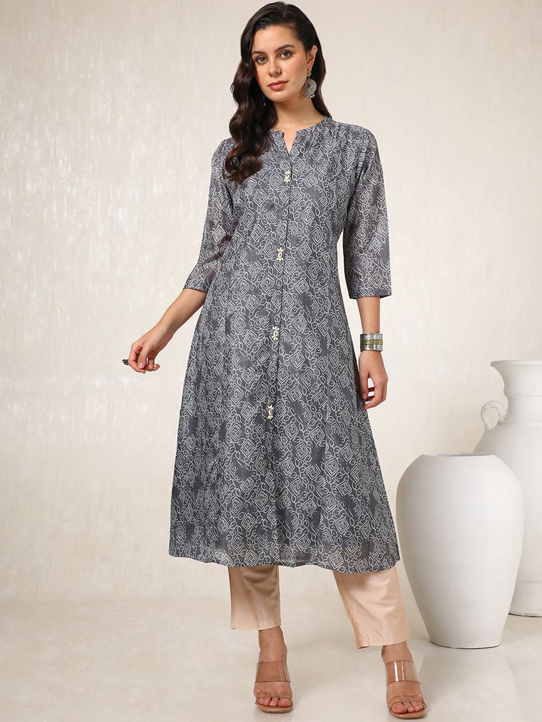 

Soch Women Bandhani Printed Kurta, Grey