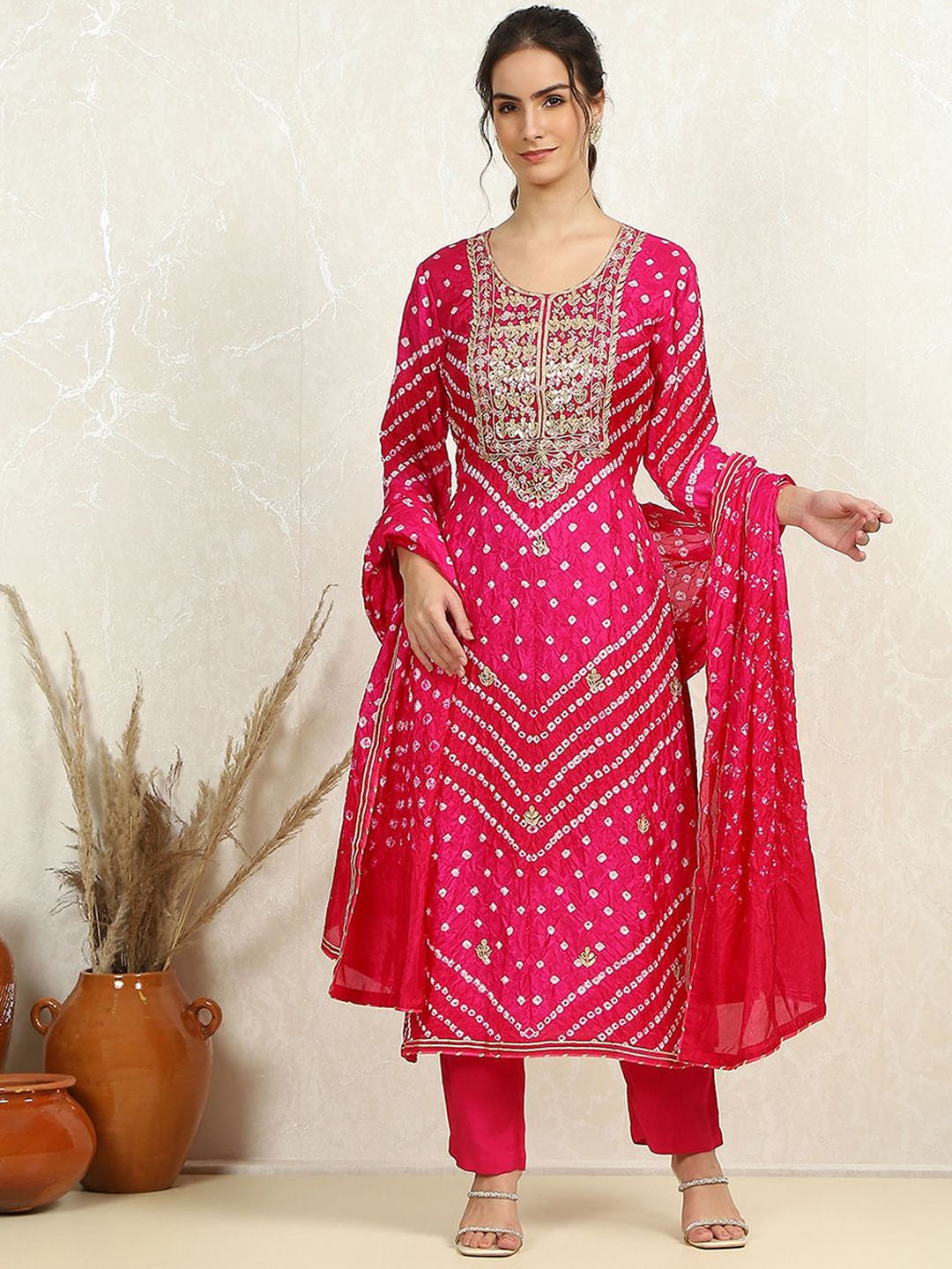 

Biba Unstitched Dress Material, Pink