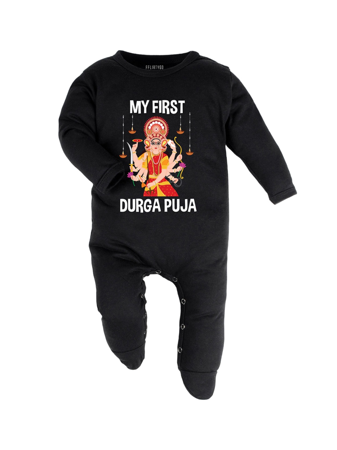 

FFLIRTYGO Unisex Kids Printed Sleepsuit, Black