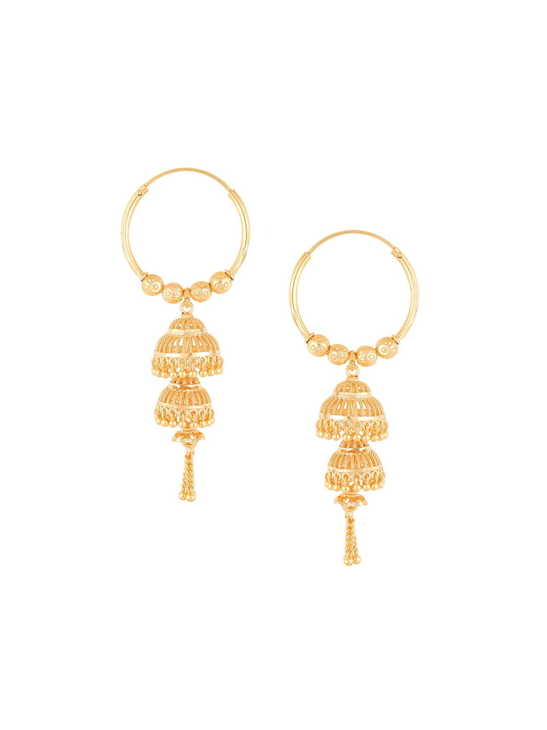 

Heer Collection Gold-Plated Mother of Pearl Dome Shaped Antique Jhumkas