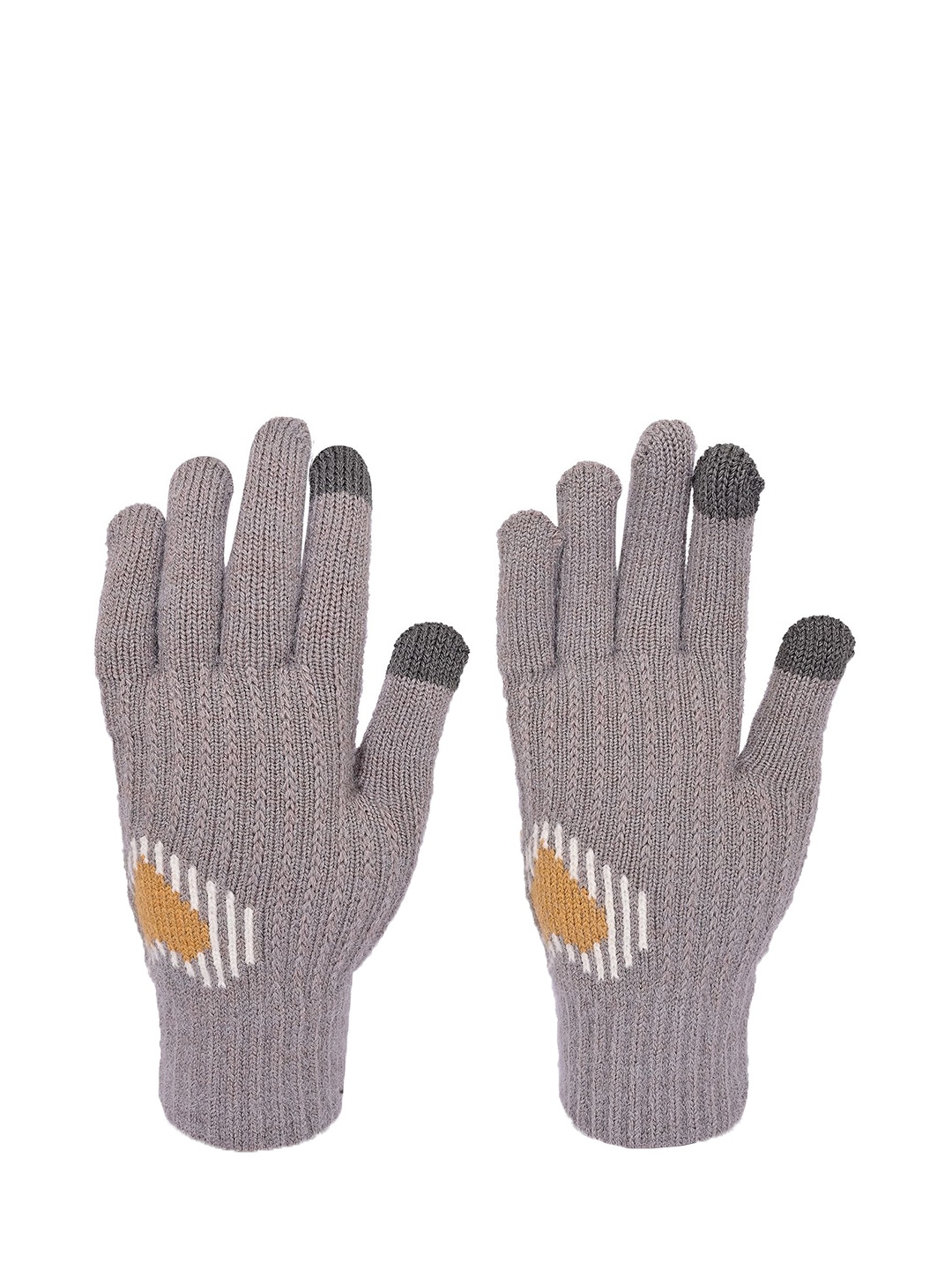 

LOOM LEGACY Women Patterned Acrylic Touchscreen Gloves, Grey