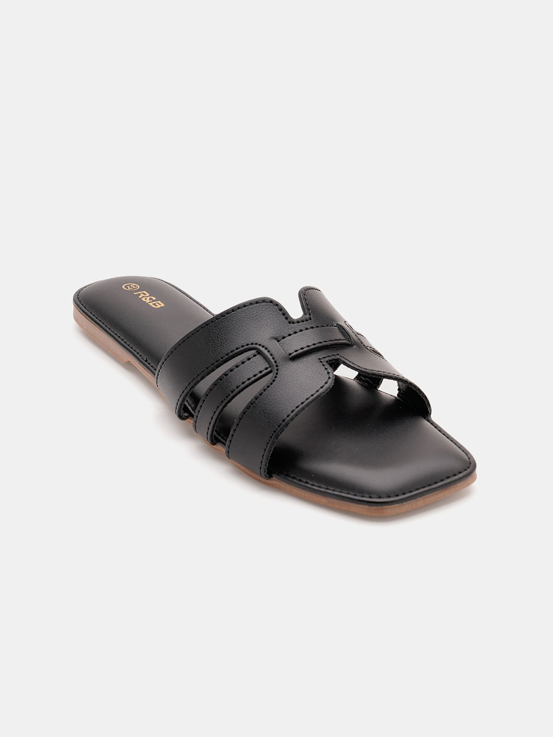 

R&B Women Slip-On Open Toe Flats, Black